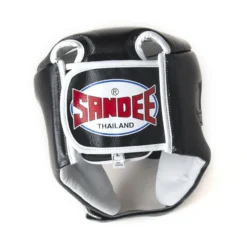 Champs Bxing Ltd HEAD & GROIN GUARDS SANDEE-Open Face Black & White Synthetic Leather Head Guard