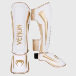 MUAY THAI VENUM ELITE STANDUP SHIN GUARDS - WHITE/GOLD