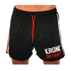 KRONK Iconic Detroit Applique Lined Shorts Black & White/Red