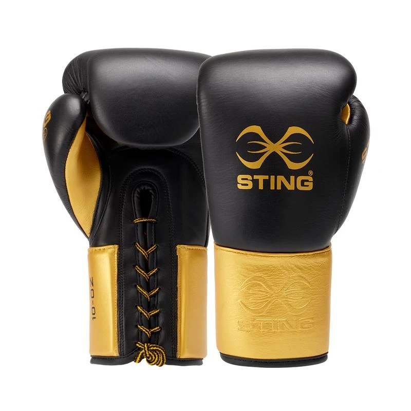 STING-EVOLUTION BBBOFC APPROVED BLACK/GOLD FIGHT GLOVES 1 STING-EVOLUTION BBBOFC APPROVED BLACK/GOLD FIGHT GLOVES