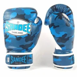 Champs Bxing Ltd Sandee Authentic Velcro Camo Blue & White Synthetic Leather Boxing Glove