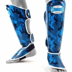 MUAY THAI Sandee Authentic Camo Blue & White Synthetic Leather Boot Shinguard