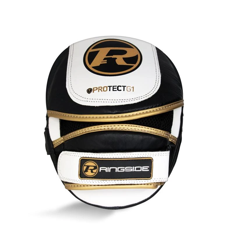 RINGSIDE PADS & PADDLES PROTECT G1 FOCUS PADS WHITE / BLACK / GOLD 1 RINGSIDE PADS & PADDLES PROTECT G1 FOCUS PADS WHITE / BLACK / GOLD