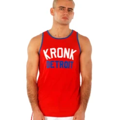 CLOTHING KRONK Iconic Detroit Applique Training Gym Vest Red