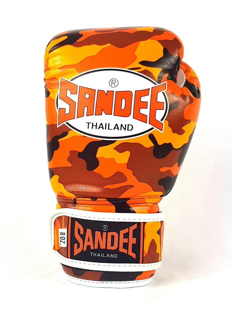 Champs Bxing Ltd Sandee Authentic Velcro Camo Orange & White Synthetic Leather Boxing Glove JUNIOR GLOVES 4oz-8oz 1 Champs Bxing Ltd Sandee Authentic Velcro Camo Orange & White Synthetic Leather Boxing Glove JUNIOR GLOVES 4oz-8oz