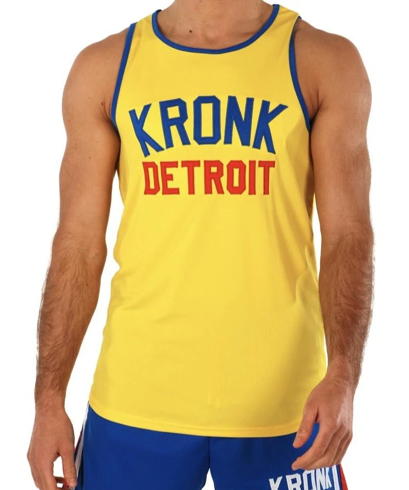 KRONK Iconic Detroit Applique Training Gym Vest Yellow CLOTHING 1 KRONK Iconic Detroit Applique Training Gym Vest Yellow CLOTHING