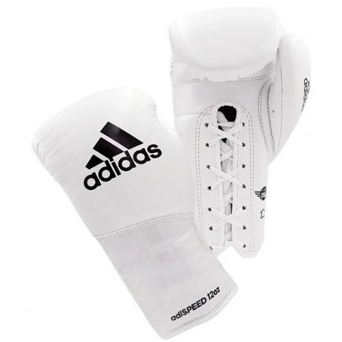 SENIOR GLOVES Adidas-AdiSpeed White Lace Boxing Gloves 1 SENIOR GLOVES Adidas-AdiSpeed White Lace Boxing Gloves