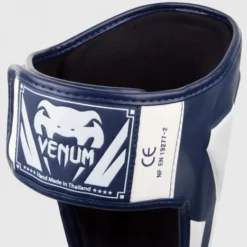 MUAY THAI VENUM ELITE STANDUP SHIN GUARDS - WHITE/NAVY BLUE