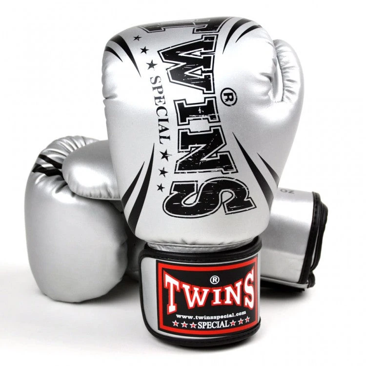 Twins Silver Synthetic Boxing Gloves SENIOR GLOVES 1 Twins Silver Synthetic Boxing Gloves SENIOR GLOVES