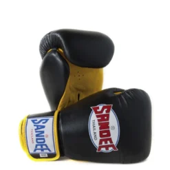 Champs Bxing Ltd Sandee Authentic Velcro Black & Yellow Leather Boxing Glove