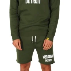 KRONK DETROIT APPLIQUE SHORTS MILITARY GREEN