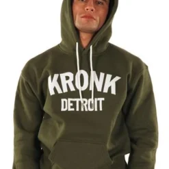 KRONK DETROIT APPLIQUE HOODIE MILITARY GREEN CLOTHING
