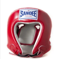 Champs Bxing Ltd Sandee Open Face Red & White Synthetic Leather Head Guard
