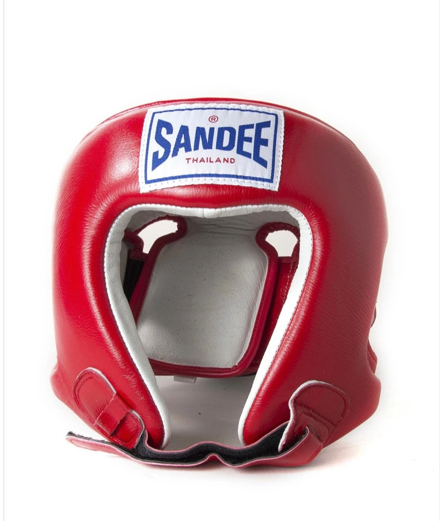 Champs Bxing Ltd Sandee Open Face Red & White Synthetic Leather Head Guard 1 Champs Bxing Ltd Sandee Open Face Red & White Synthetic Leather Head Guard
