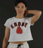 KRONK WOMEN GLOVES CROPPE TEE WHITE CLOTHING