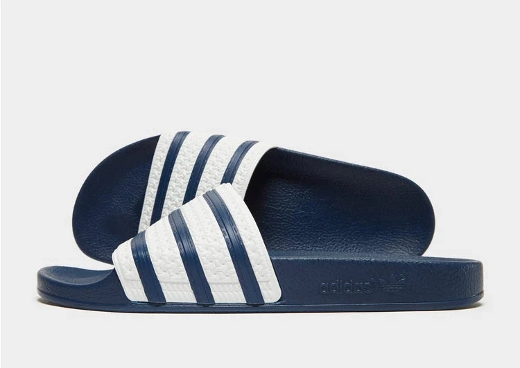 Adidas Originals Adilette Sliders In Blue And White 1 Adidas Originals Adilette Sliders In Blue And White