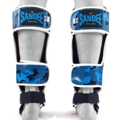 MUAY THAI Sandee Authentic Camo Blue & White Synthetic Leather Boot Shinguard