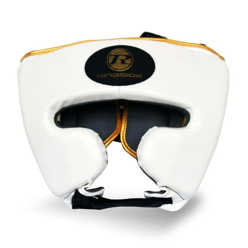 Champs Bxing HEAD & GROIN GUARDS PRO FITNESS HEAD GUARD SYNTHETIC LEATHER METALLIC WHITE / BLACK / GOLD 1 Champs Bxing HEAD & GROIN GUARDS PRO FITNESS HEAD GUARD SYNTHETIC LEATHER METALLIC WHITE / BLACK / GOLD