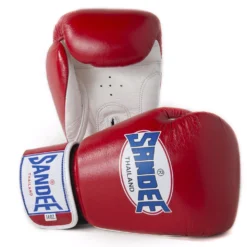 Champs Bxing Ltd SENIOR GLOVES SANDEE-Authentic Velcro Red & White Leather Boxing Glove