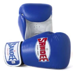 Champs Bxing Ltd SANDEE-Authentic Velcro Blue & White Leather Boxing Glove SENIOR GLOVES