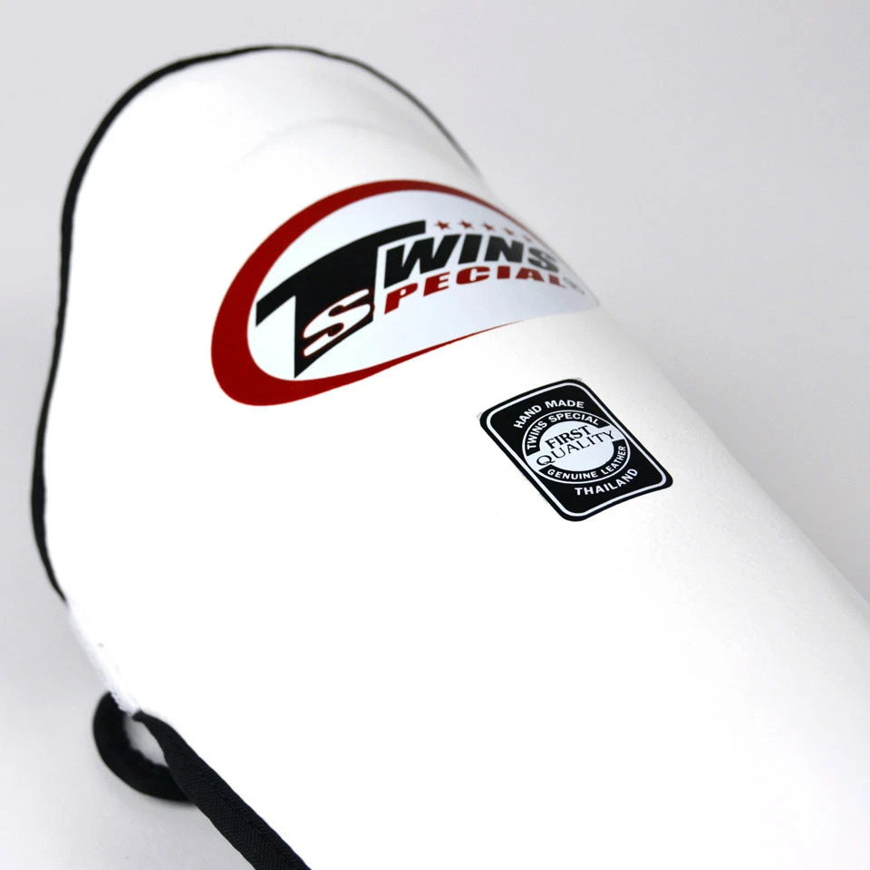 Twins White Double Padded Leather Shin Pads MUAY THAI 2 Twins White Double Padded Leather Shin Pads MUAY THAI