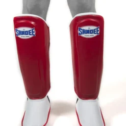 Sandee KIDS Authentic Red & White Synthetic Leather Boot Shinguard MUAY THAI