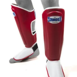 Sandee KIDS Authentic Red & White Synthetic Leather Boot Shinguard MUAY THAI