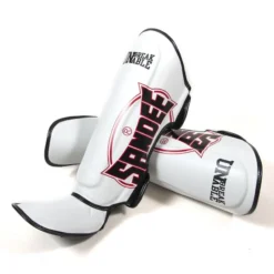Champs Bxing Ltd MUAY THAI Sandee Cool-Tec White, Black & Red Leather Boot Shinguard