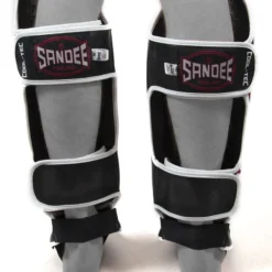MUAY THAI Sandee KIDS Cool-Tec Black, White & Red Synthetic Leather Boot Shinguard
