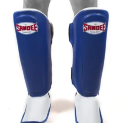 MUAY THAI Sandee KIDS Authentic Blue & White Synthetic Leather Boot Shinguard