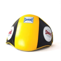 Champs Bxing Ltd Sandee Velcro Black & Yellow Leather Belly Pad COACHES BODY STRIKE SHIELDS